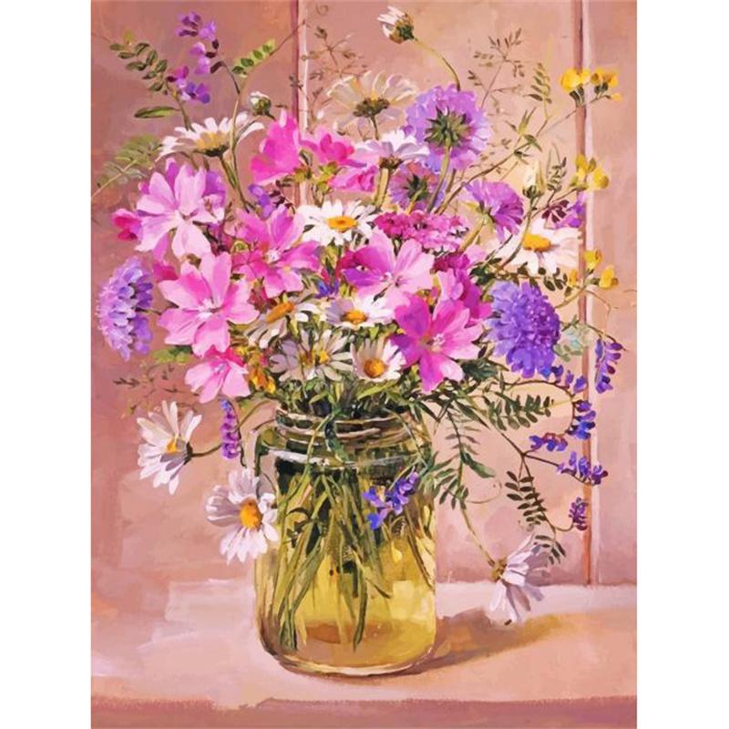 5D DIY Алмазная картина Красивая цветочная мозаика Алмазная вышивка Картина Полный круглый горный хрусталь Домашний декор Подарок