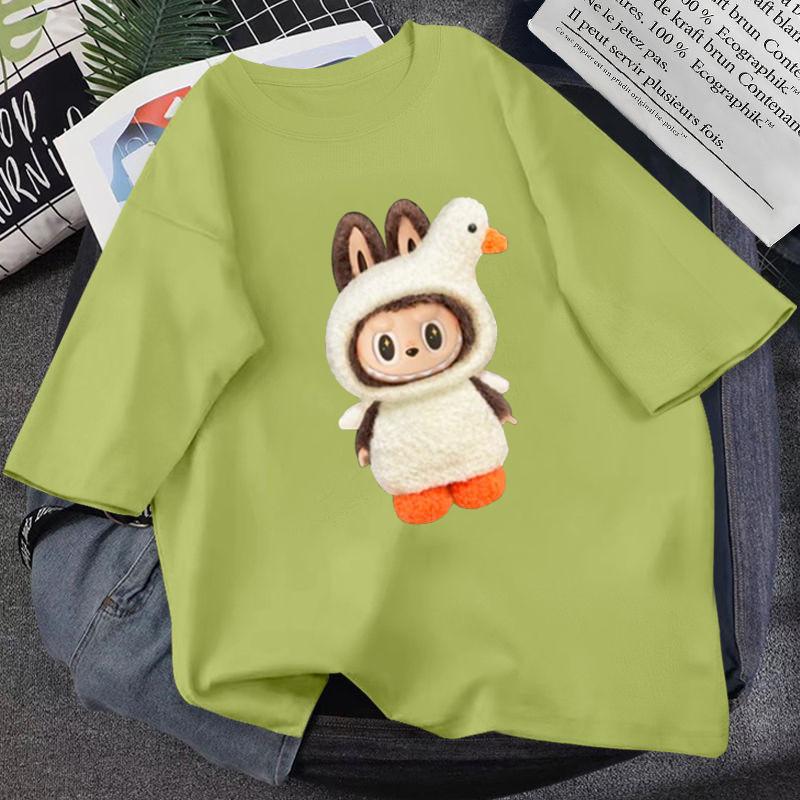 Футболка с коротким рукавом, топ, модный принт LABUBU, всепогодный, унисекс