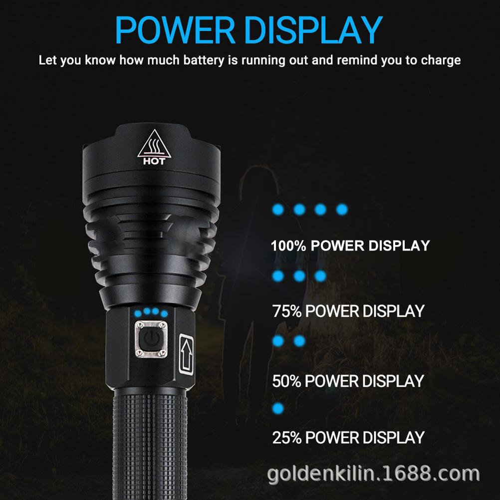 USB Rechargeable Flashlight Zoom LED Handheld Flashlight Aluminum Alloy IPX6 Waterproof Work Light