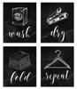 Inkdotpot 4 Piece Laundry Poster for Laundry Room Decor Wash Dry Fold Repeat , Laundry Room Posters Wall Art