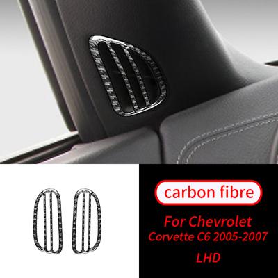 Для Chevrolet Corvette C6 2005-2007 2 шт. Накладка на панель воздуховыпускного дефлектора из настоящего углеродного волокна, наклейка для интерьера автомобиля