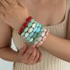 4Pcs Multicolor Round Bangles Marbling Cuff Bracelet Set Vintage Beads Bracelet Set  Jewelry