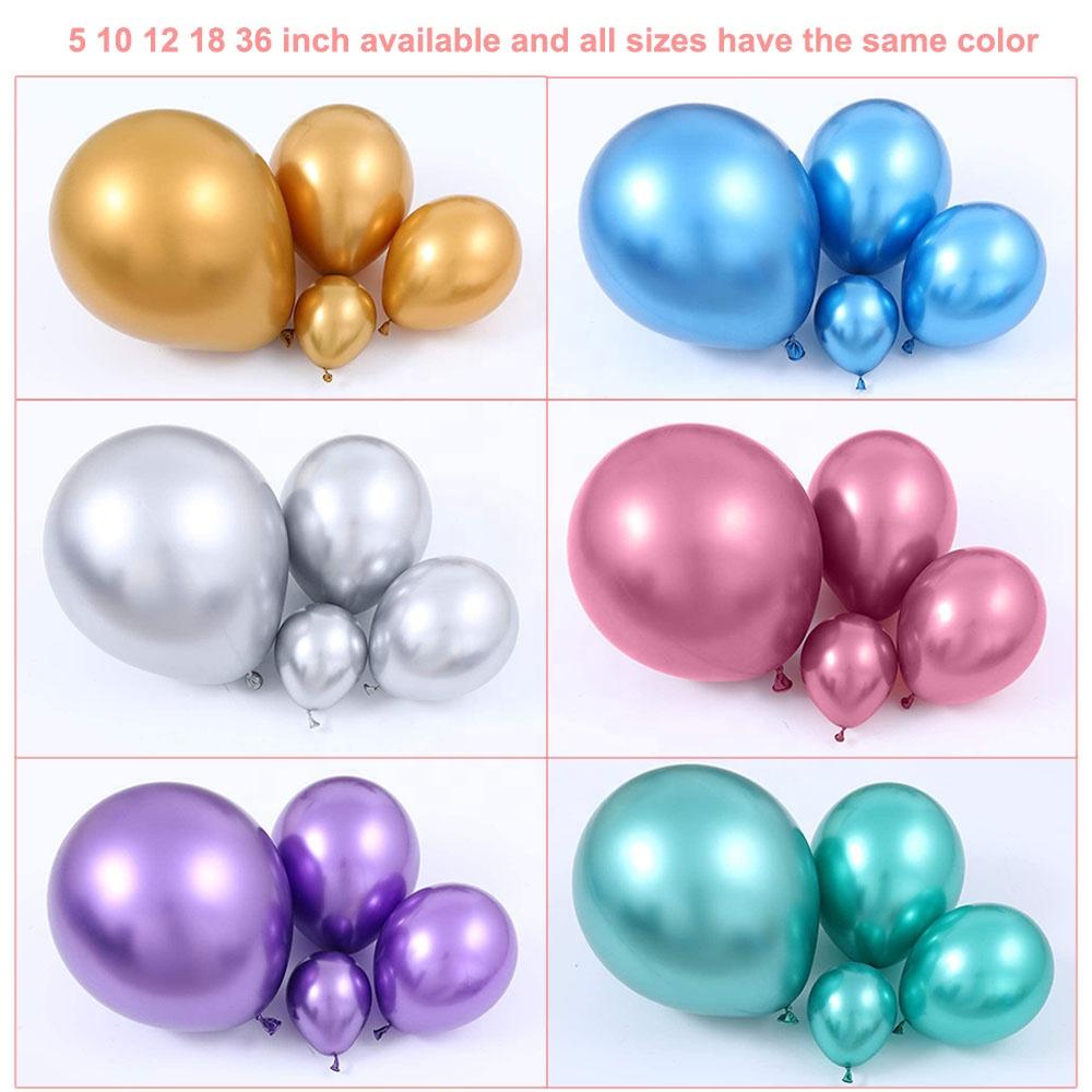 50pcs 12 Inch Wedding Party Decor Latex Balloons Metallic Blue Pink Green Silver Gold Chrome Decoration Ballon