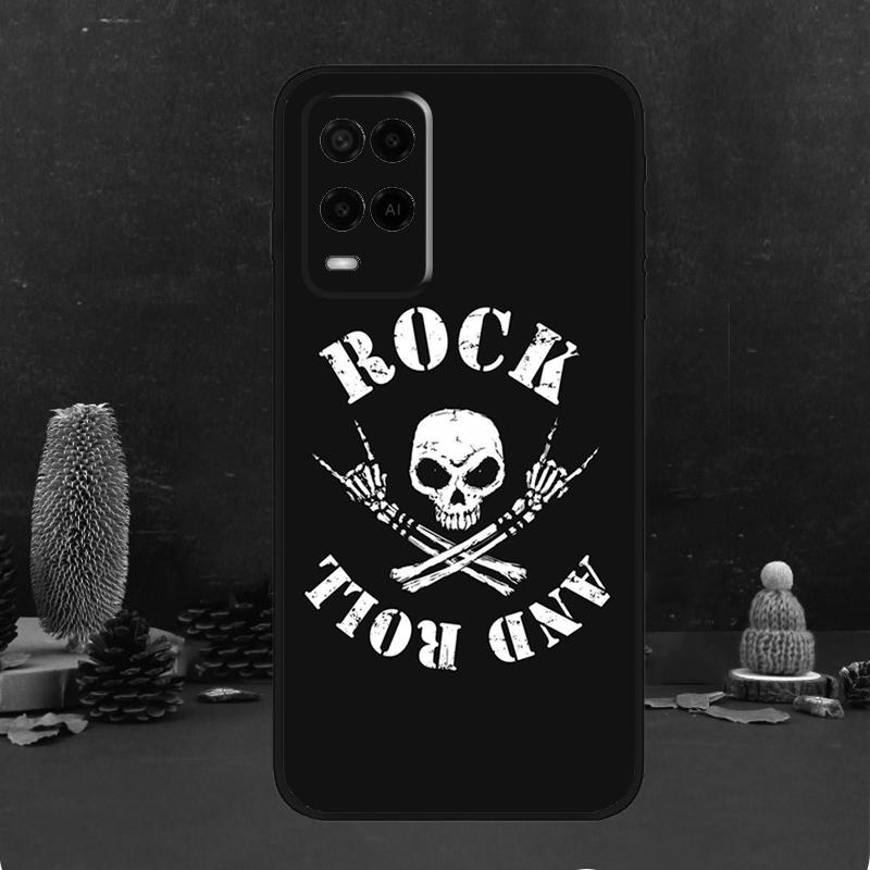 Череп в стиле рок-н-ролл для OPPO A58 A78 A98 A15 A16 A17 A76 A96 A77 A52 A72 A5 A9 A79 A94 A74 A57S A53S A54S Чехол