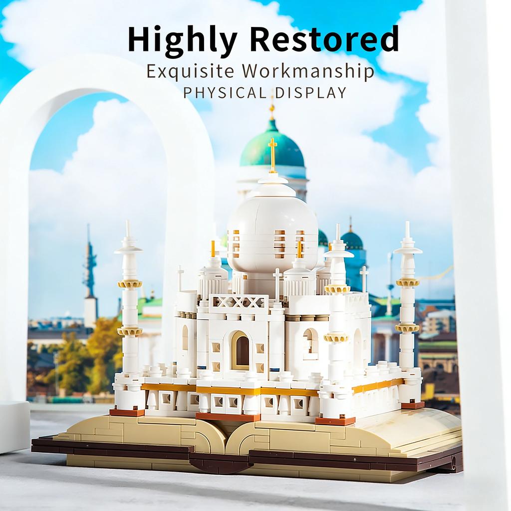 City Street View Taj Mahal Miniature Model Moc Block Famous Creative Building Toy For Children India World Famous Architecture