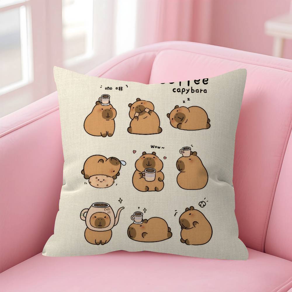 Anime CCapybara Cartoon Cute Pillow Cushion Cover Pillowcase Living Room Sofa Home Decor Customized