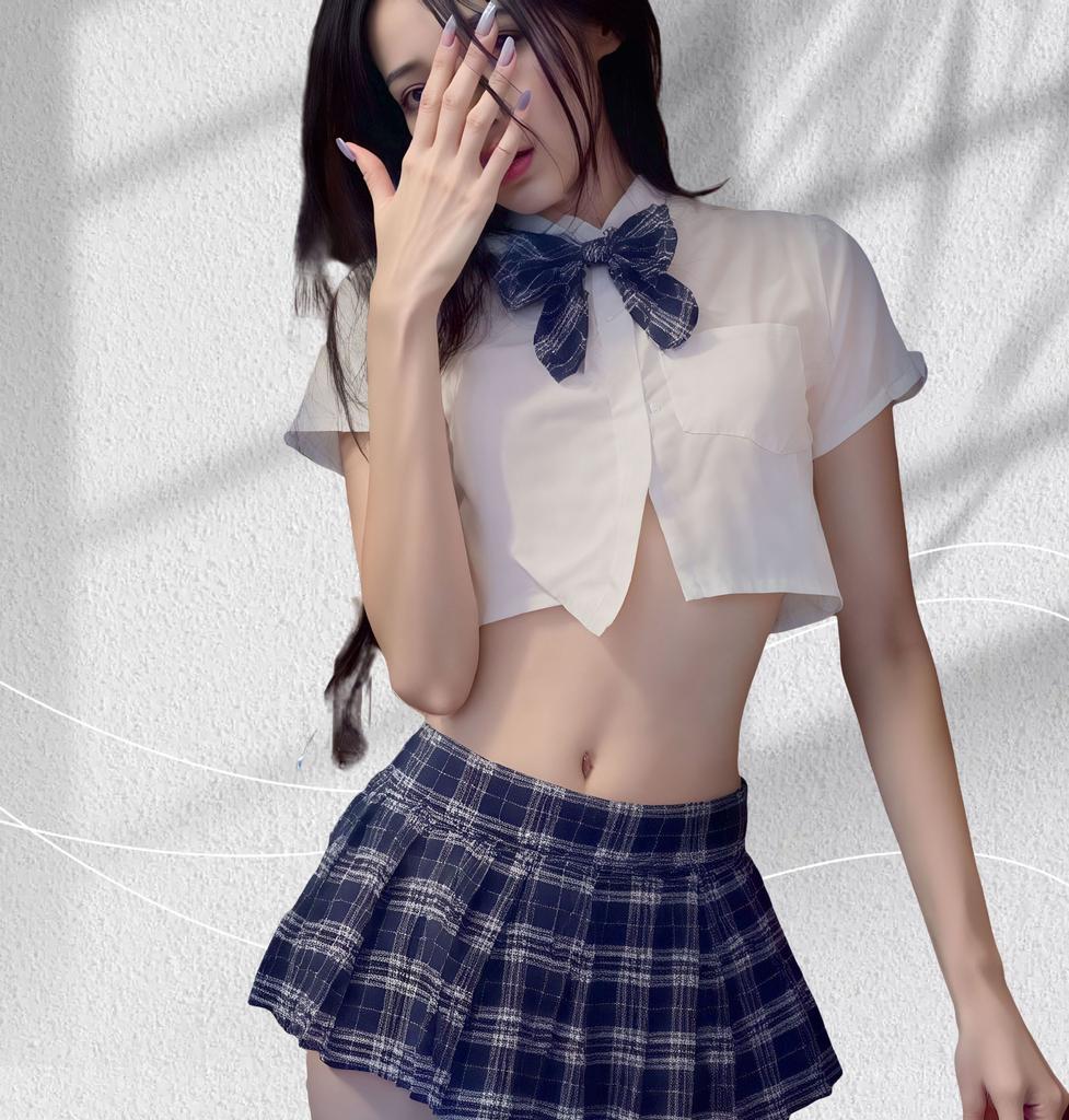 Sexy Campus JK Uniform College Seduction Pure Lust Tight Ultra Short Pleated Skirt Suit Sexy Lingerie