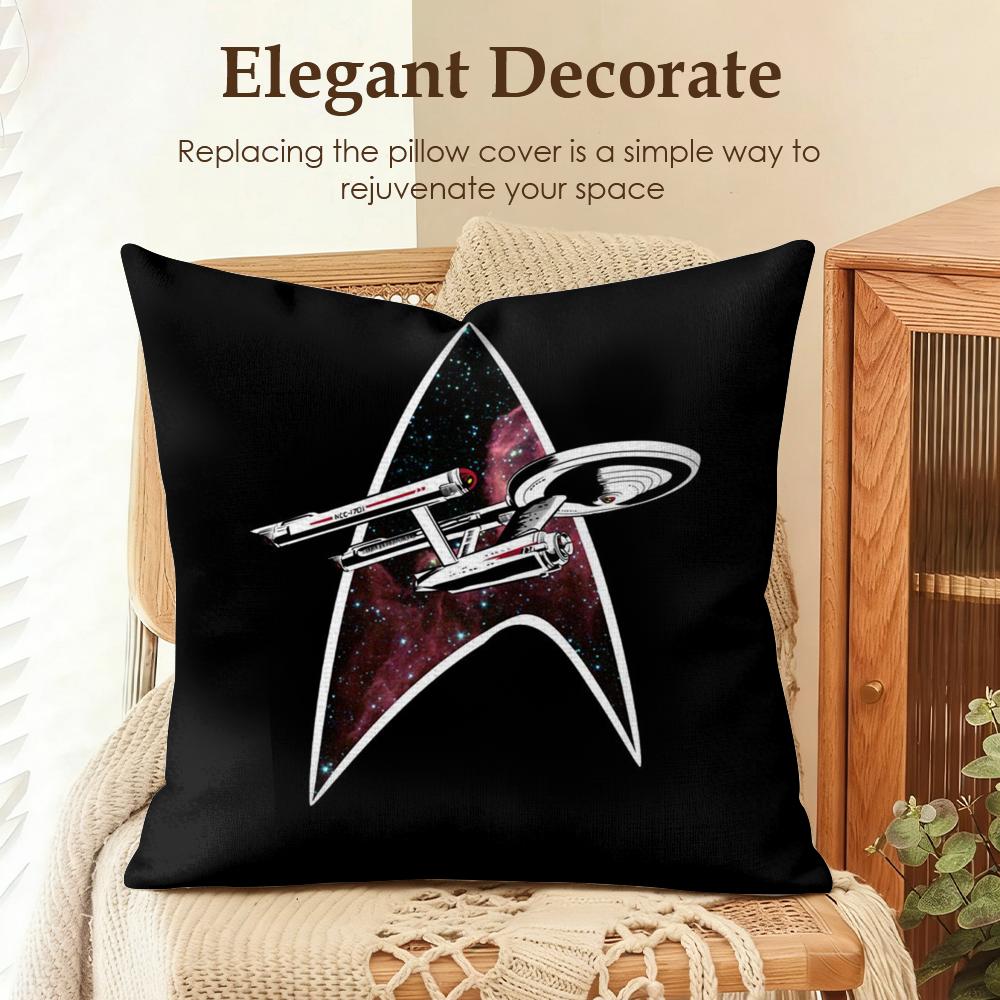 Movie SStar TTrek Cushion Cover Natural Linen Organic Fabric DoubleSided Printing Sofa Home Decor Gift Pillow Case