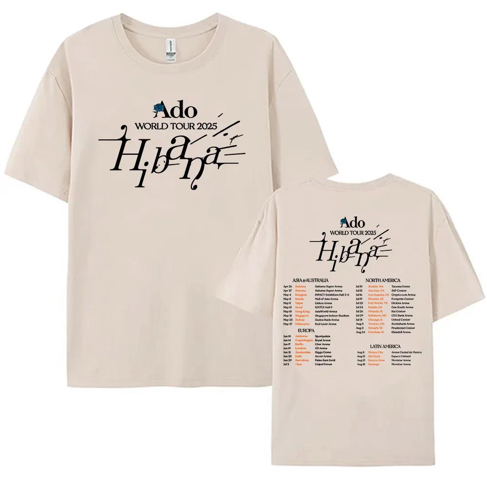 Горячая распродажа Ado WORLD TOUR 2025 Hibana Футболка Хлопковая футболка с коротким рукавом Японский стиль Модная принтованная одежда Женская Мужская Летняя футболка