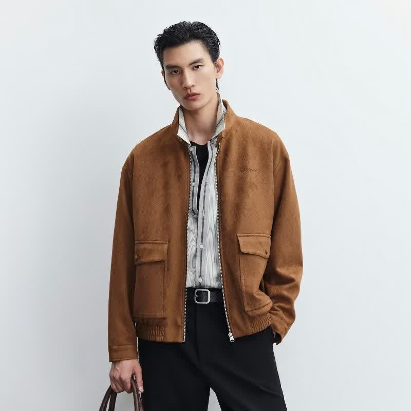 Мужская замшевая куртка Jack & Jones с воротником-стойкой