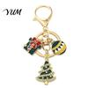 Christmas Party Supplies Santa Tree Snowman Keychain, Golden Plated Zinc Alloy Holiday Bag Charms Handbags Decorative Accessory with Lobster
