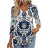 Women's T Shirt Print 3/4 Sleeve Fashion Basic V- Neck Regular Top
