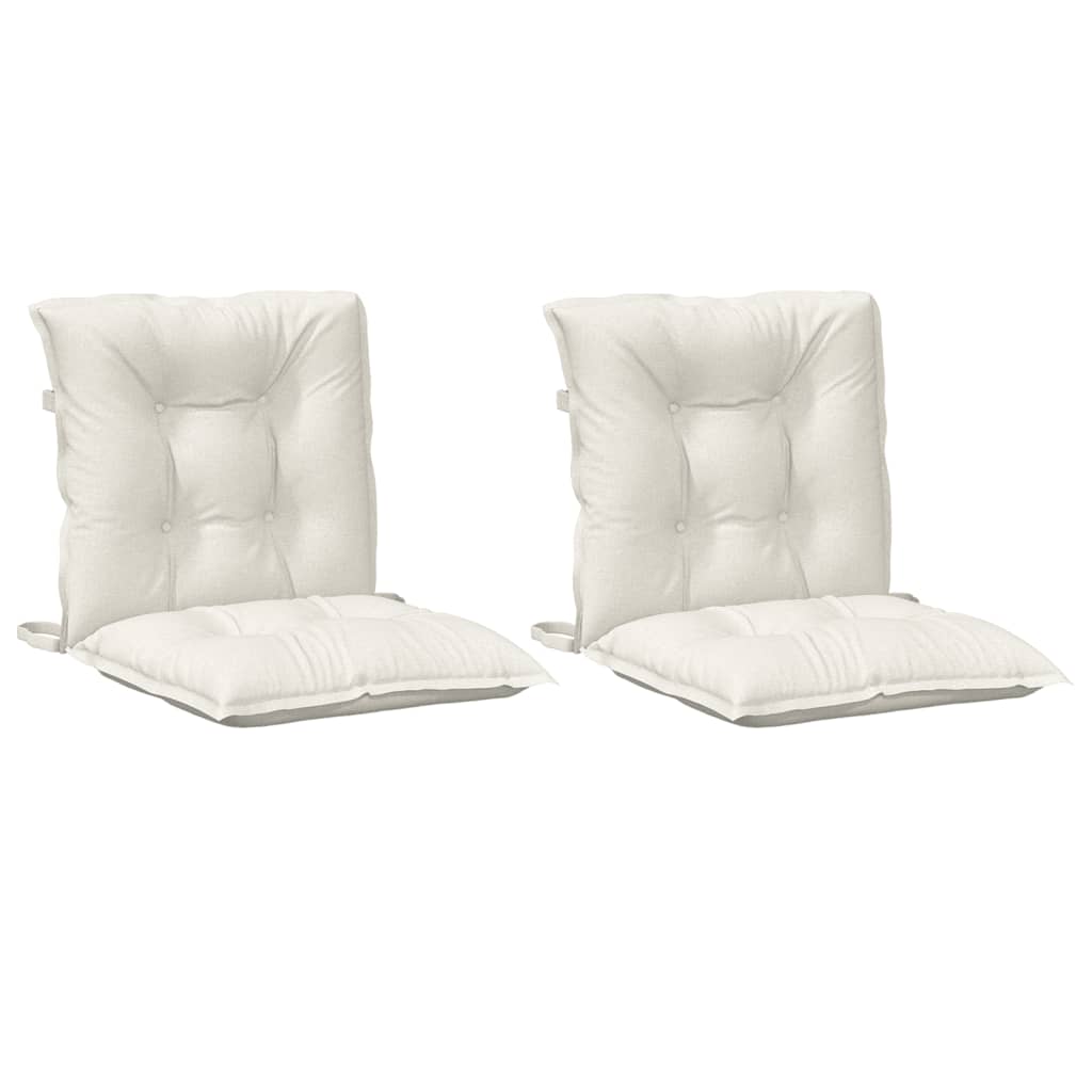 Low Back Chair Cushions Set of 2 Melange Cream 100 x 50 x 7 cm Fabric