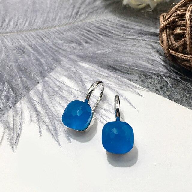 Earrings For Women Sterling Silver 925 Luxury Earrings Jewelry For Women Classic Crystal Candy Square Earrings Gift For Xmas