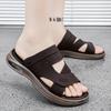 Summer Outdoor Sandals for Men Casual Sport Slippers PU Leather Non-slip Breathable Roman Shoes Beach Flip-Flop Garden Shoes