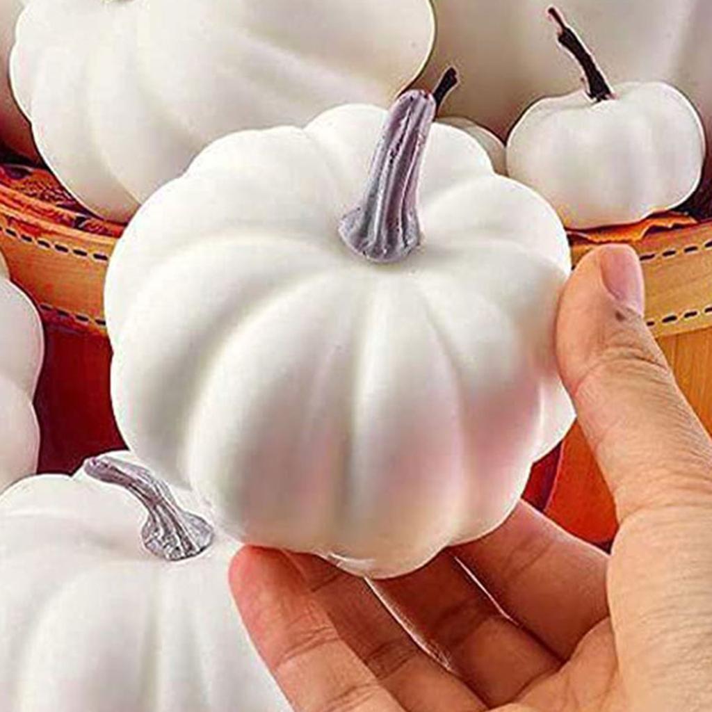 7 PCS Artificial Fake Pumpkin Decorative Foam Pumpkin Figurine Realistic Multifunctional for Table Centerpieces Halloween Decor