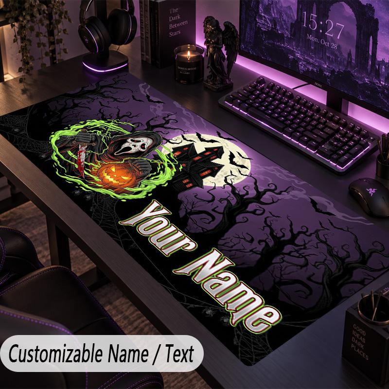 Custom Text Big Mousepad, Extended Desk Pad For Laptop Work GameScream Ghostface