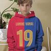 Boys' Football Hoodie, Red and Blue Color Blocked Pullover Sweatshirt, Soft Sports Jacket for Football Players and Fans