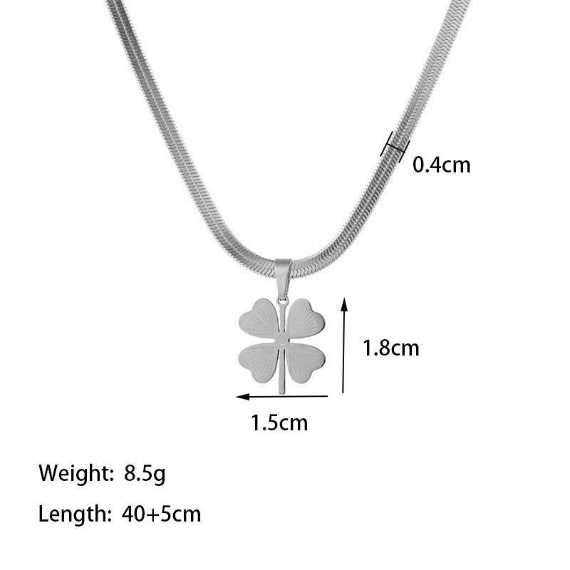 Heart-shaped Necklace & Simple Retro Titanium Steel Earrings - Fashionable, Non-fading Jewelry Set
