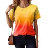 Модные удобные женские летние повседневные футболки с короткими рукавами и круглым вырезом с градиентным принтом