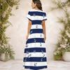 Women Plus Size V Neck Short Sleeve Printed Pink White Long Straight Dress