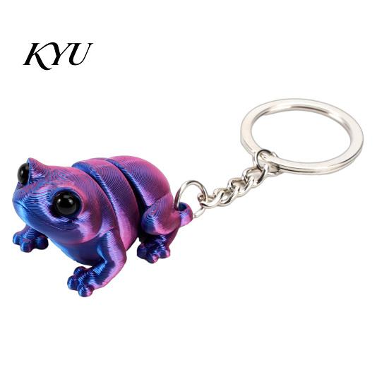 Animal Shaped Key Chains 3D Printed Articulated Frog Keychain, Pendant Backpack Accessory, Keychain Bag Charm with Ring, Gift for Fog Lovers