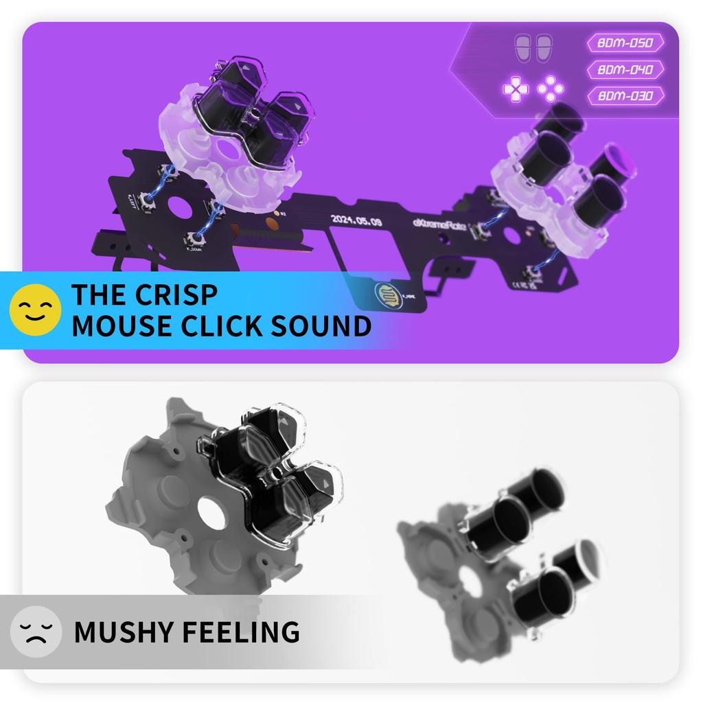 eXtremeRate Face Clicky Kit Compatible with PS5 Controller Face Custom Hard Silicone Tactile Switch Directional Button Action Mouse Click Kit for PS5