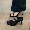 Summer New European and American Style High Heels Women's Niche Temperament Black High-heeled Sandals with Thin-heeled Sandals