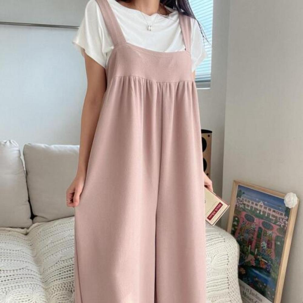 New Arrivals Open Run Women Wide Belt Long Pleat Detail Jumpsuit