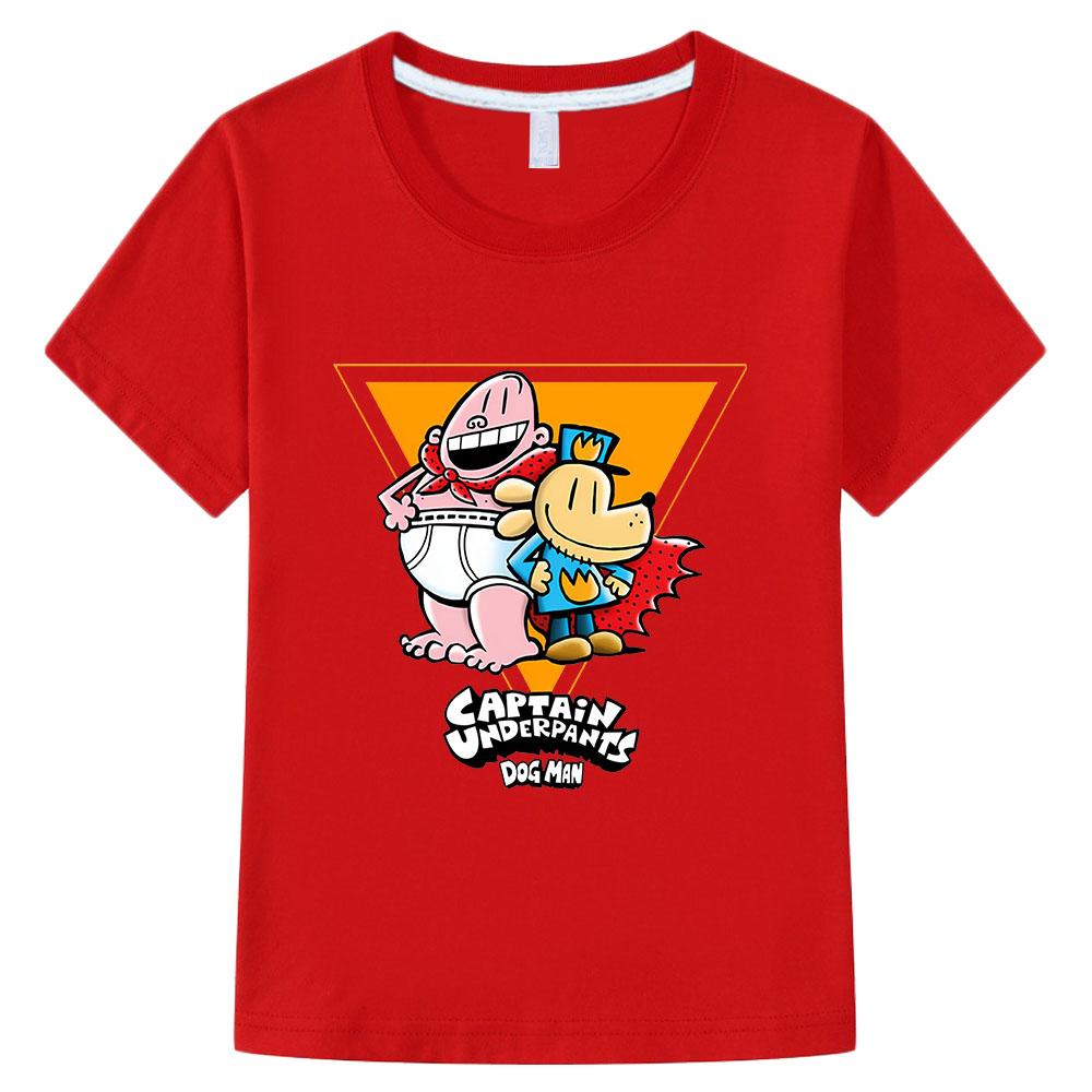 Dog Man 100%Cotton Cartoon Children's T-Shirt 2-12Y Anime Print Kids Tee Cute Boys Girls Tops O-Neck Short Sleeve Summer Toddler