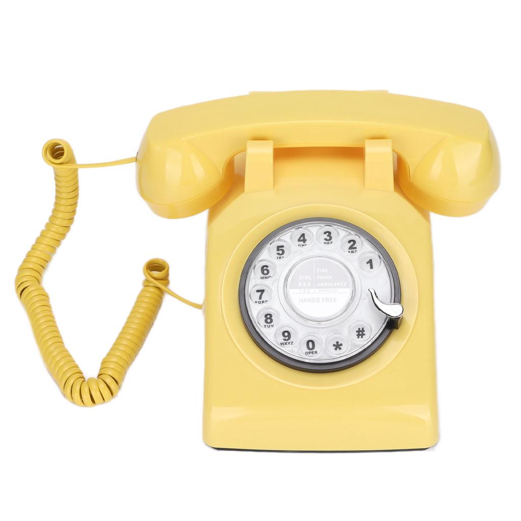 Ретро-роторный стационарный телефон 60-х годов, старомодный классический дисковый циферблат, проводной стационарный телефон, желтый