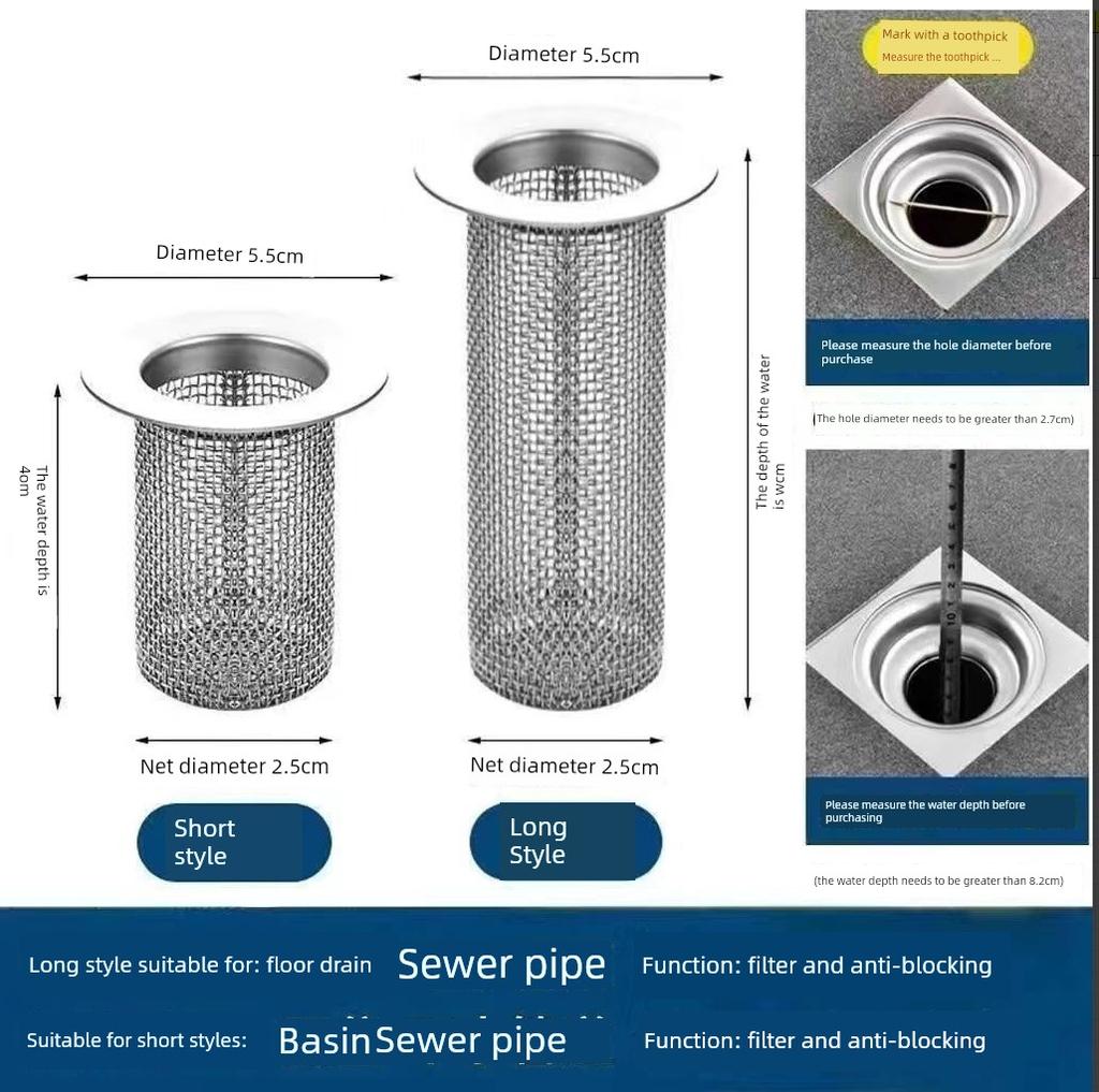 Stainless Steel Floor Drain Hair Filter Universal for Bathroom Sink, Anti-Clogging for Bathroom Drain, Toilet, Bathtub, Washbasin