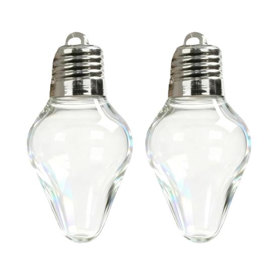 Yousheng Рождественская лампочка Подарочная банка Прозрачный пластик Заполняемые Украшения в форме лампочек с отвинчивающейся крышкой Пустая банка для конфет и открыток для рождественских поделок