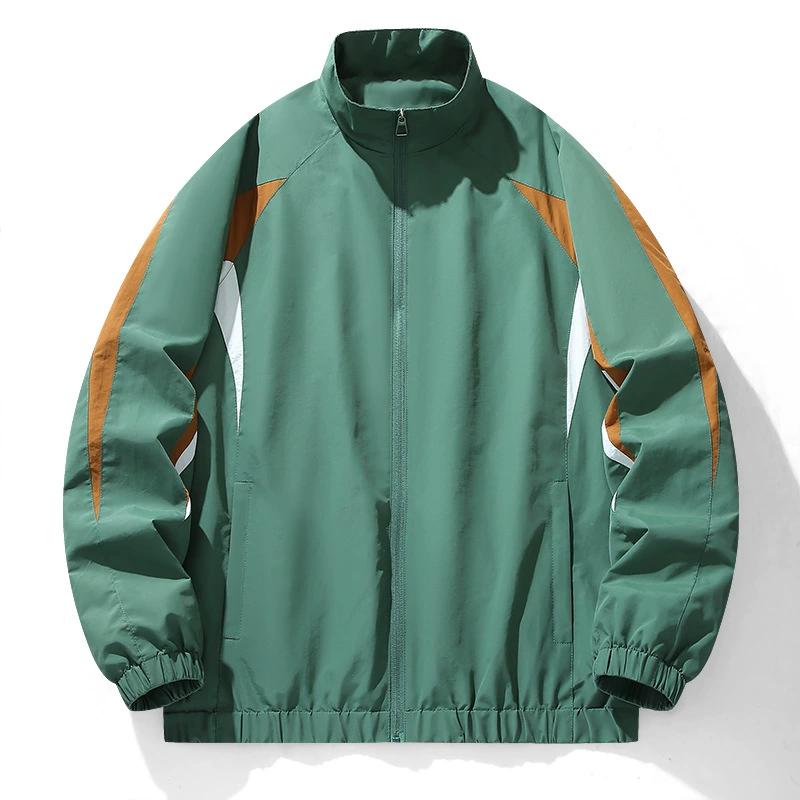 Мужская повседневная спортивная куртка в стиле пэчворк с воротником-стойкой, контрастная, для весны и осени