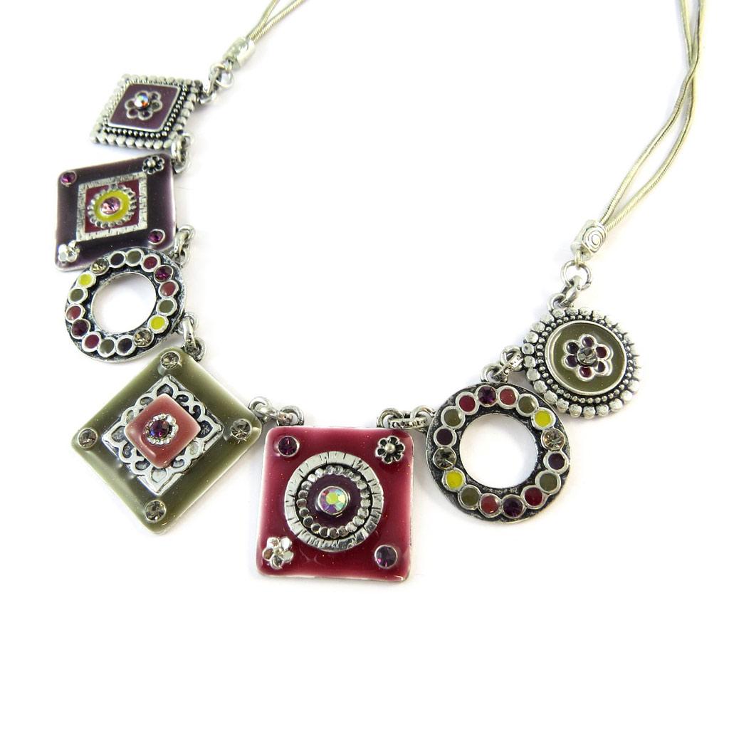 Les Trésors De Lily [C5458] — Дизайнерское колье «Эсмеральда», розовое, фиолетовое, серое.