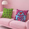Забавная наволочка с принтом Keith Haring 'Артрит' Пыленепроницаемая наволочка Невидимая молния Шелковистая короткая плюшевая наволочка для подушки-диванной подушки