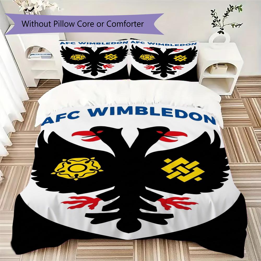 AFC Wimbledon Pattern Bedding uilt Set uilt Cover Pillowcase Home Decoration Birthday Gift (1 * duvet cover + 2 * pillowcase without core)