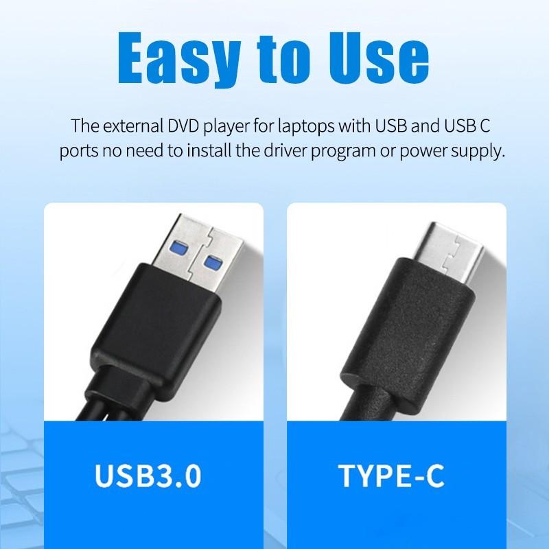 Внешний DVD-привод USB 3,0 кабель портативный CD DVD RW привод записывающая горелка оптический плеер, совместимый для ноутбука, настольного компьютера IMac