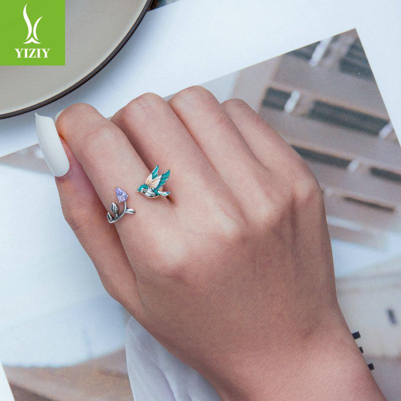 Design Drip Craft Kingfisher Stud Earring Set, Colorful Bird S925 Sterling Silver Jewelry