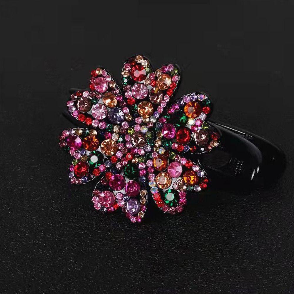 Korean Hair Claws Women Barrettes Flower Hair Clips Rhinestone Duckbill Clips Crystal Hairpins