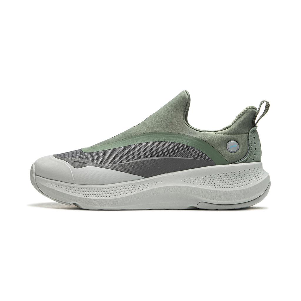 Li Ning SOFT GO Амортизация Нескользящие Износостойкие Низкие Повседневные Кроссовки Мужские Серый Зеленый AGLU099-2