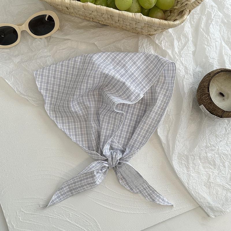 Silk Scarf New Versatile Plaid Headscarf Headband Hair Tie Multi-purpose Neck Scarf Triangular Scarf Waist Stack Wear