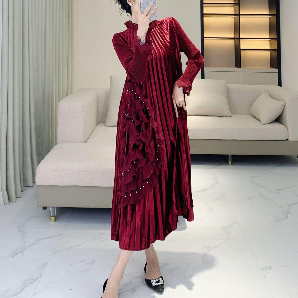 Элегантное бархатное платье большого размера высокого класса с обильной вышивкой и бисером