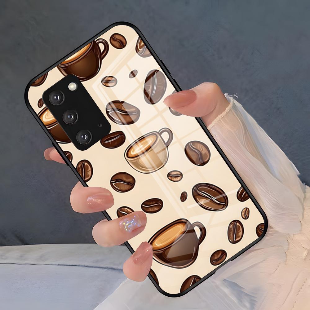 Чехол для телефона с рисунком 'Кофейное искусство' для Samsung S26 S25 Plus S20 S20 Plus S22 Ultra S23 FE S21 Plus S21 Ultra Стеклянная крышка