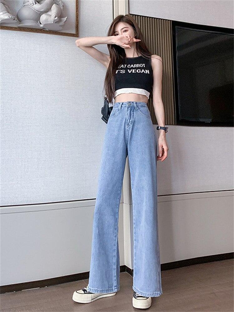2022 Fashion Casual High Street Clothes Wide Leg Pant Women Jeans Autumn Winter High Waist Slouchy Straight Leg Denim Trouser