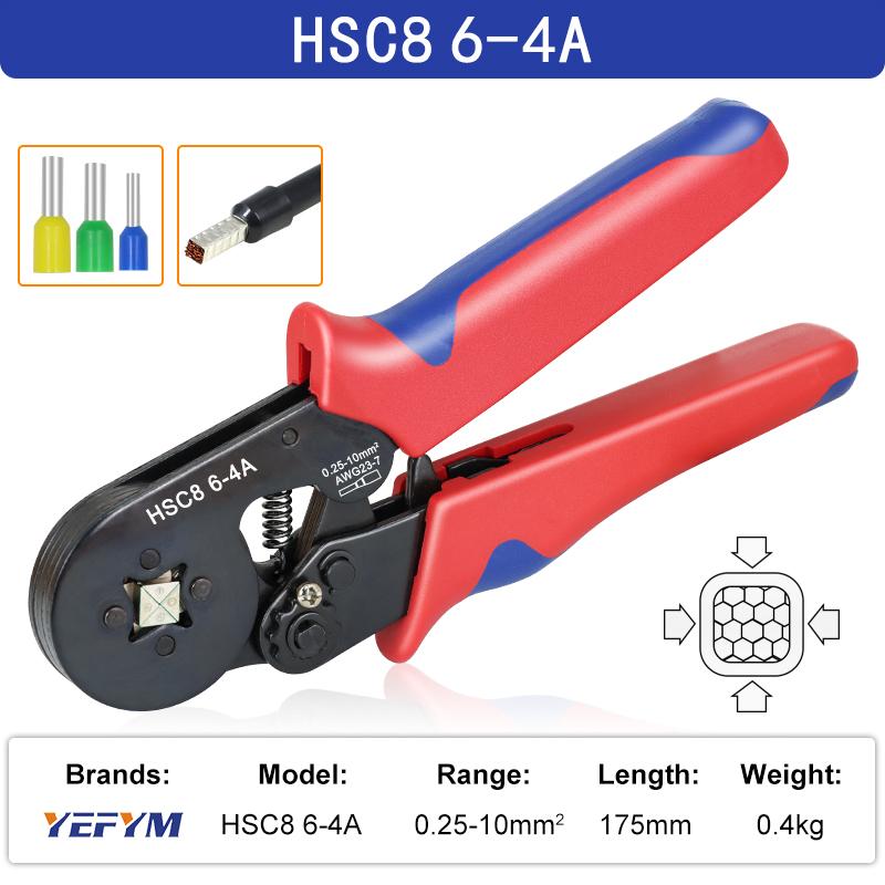Инструменты для обжима клещи для электрических трубчатых клемм HSC8 10S 0,25–10 мм2 6–4B/6–6 0,25–6 мм2