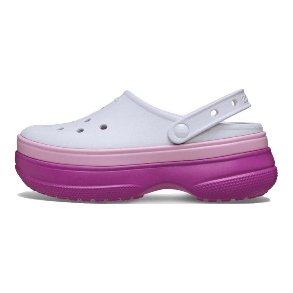 Crocs Сабо с круглым носком, на толстой подошве, с отверстиями, женские, белые, фиолетовые, 211355-5BV