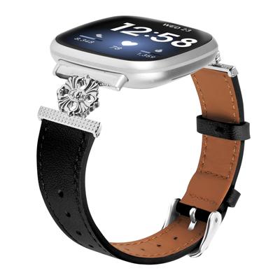Для Fitbit Versa 4/Sense 2 Ремешок для часов Натуральная коровья кожа Цветочный декор Регулируемый ремешок