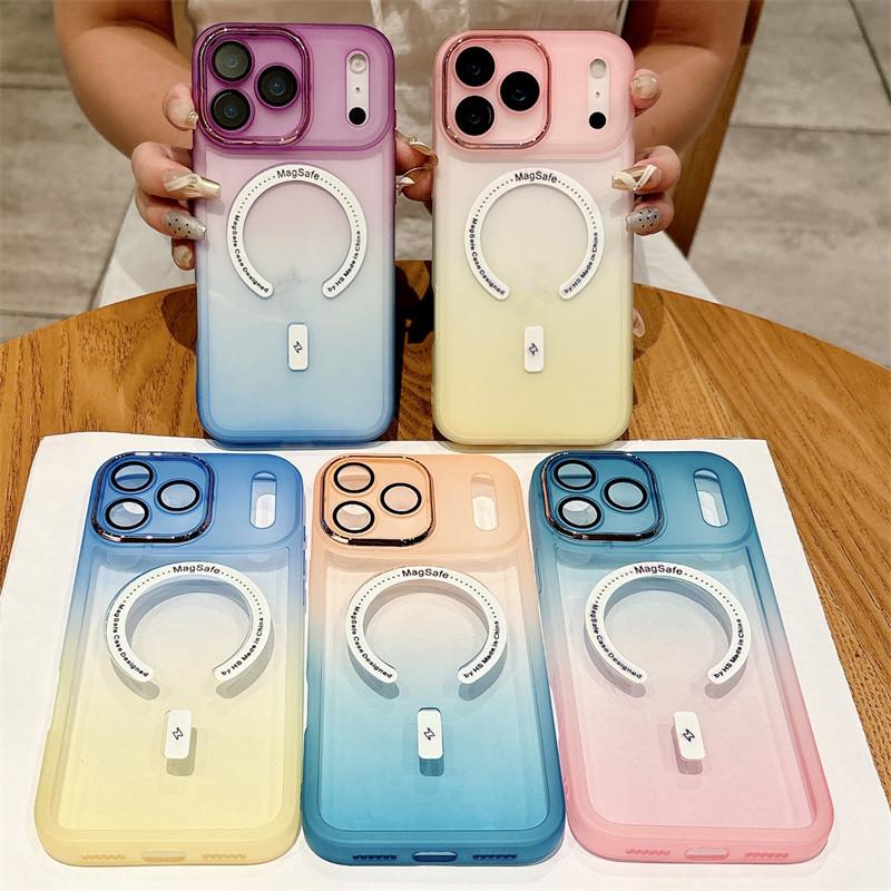 Магнитный чехол с градиентом и двумя цветами для iPhone 17 Pro Max - Совместим с моделями Apple 17/16, силиконовыми 15/14 и трансграничными 13