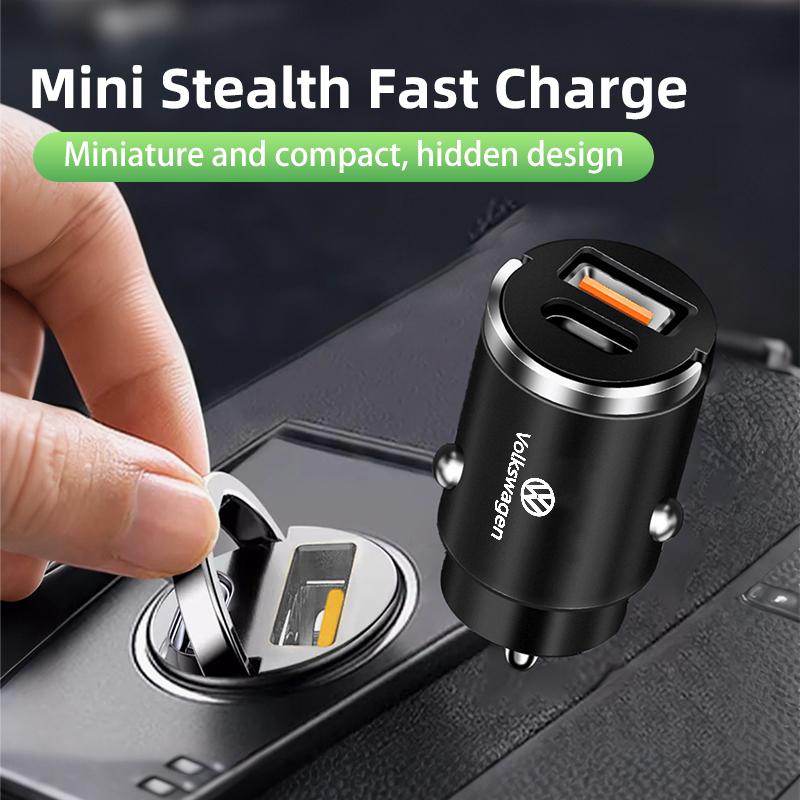 Мини автомобильное зарядное устройство Быстрая зарядка USB Type C Автомобильное зарядное устройство для телефона Для Volkswagen VW Scirocco Jetta Beetle Golf Passat Polo Tiguan zo5